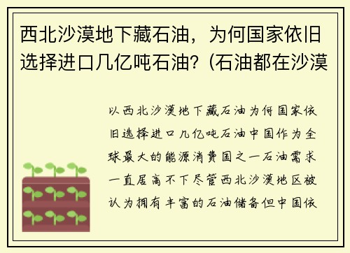 西北沙漠地下藏石油，为何国家依旧选择进口几亿吨石油？(石油都在沙漠)